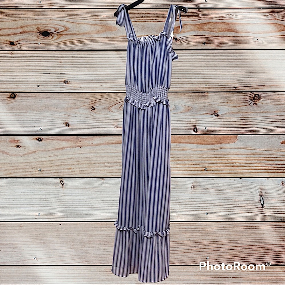 Who What Wear Blue & white striped maxi dress